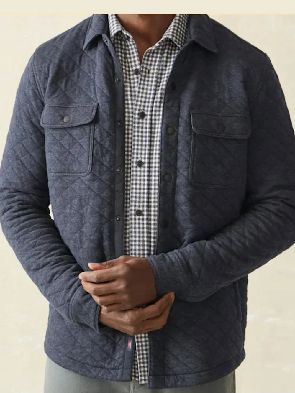 Faherty Epic Quilted Fleece Button Down Navy Size S